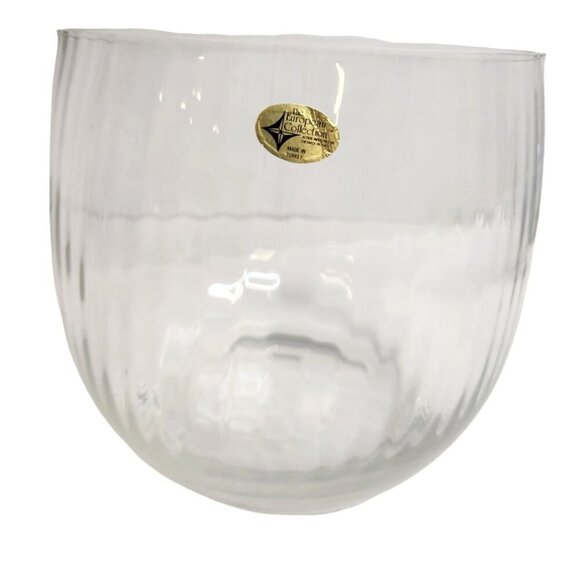 European Collection Blown Ribbed Glass Vase, Bowl  7" x 7" Made In Turkey, Weddi - Picture 8 of 12